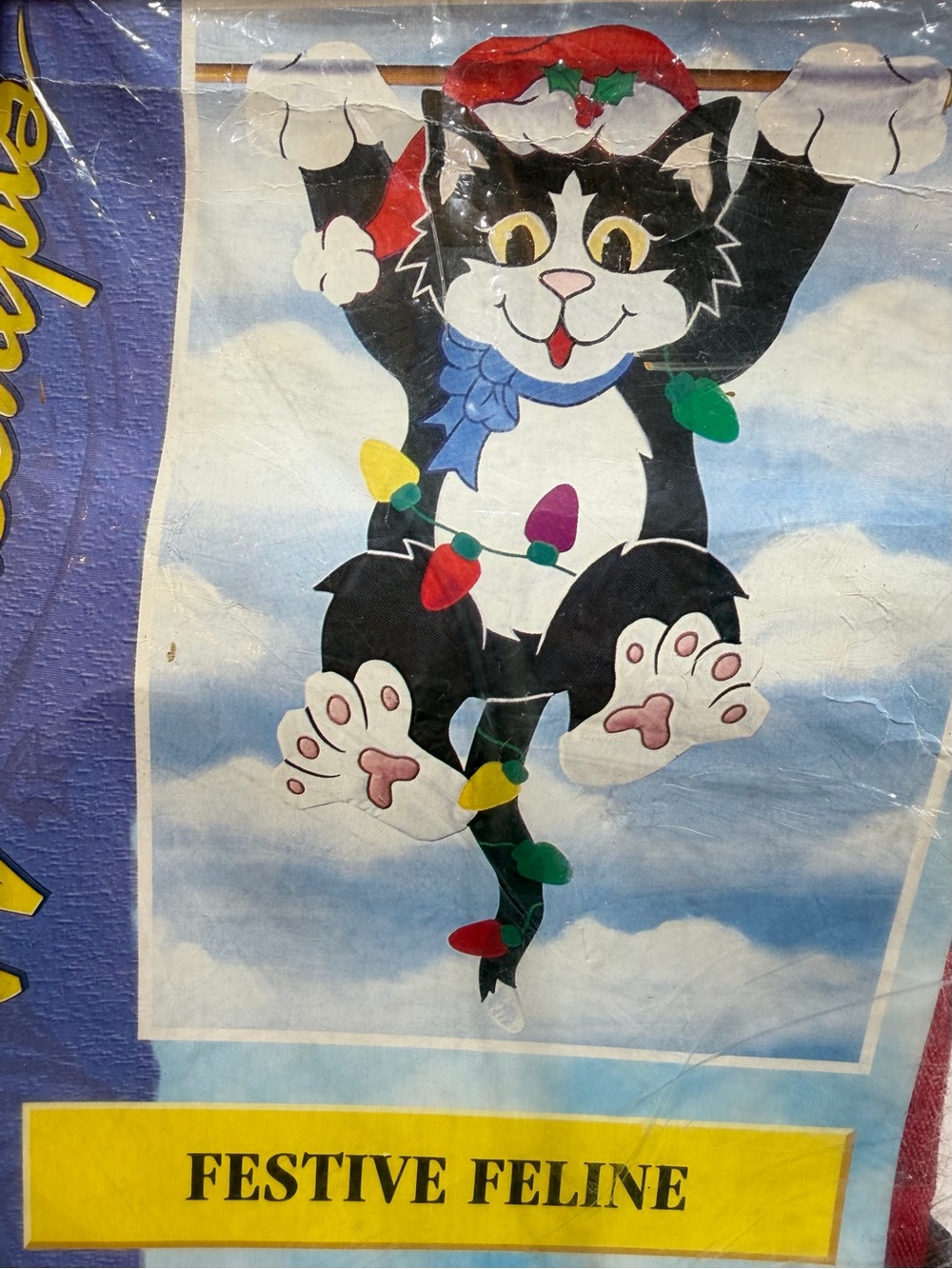 Windsculpts Garden Flag Banner Festive Feline Christmas Cat 2 Sided Large 32x52
